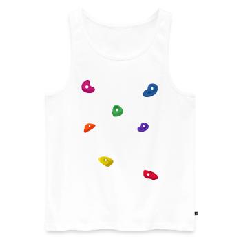 Retro Graphic Climbing Bouldering Rock Climber Mou - Men's Premium Organic Tank Top - white - Front - Michal (187cm)