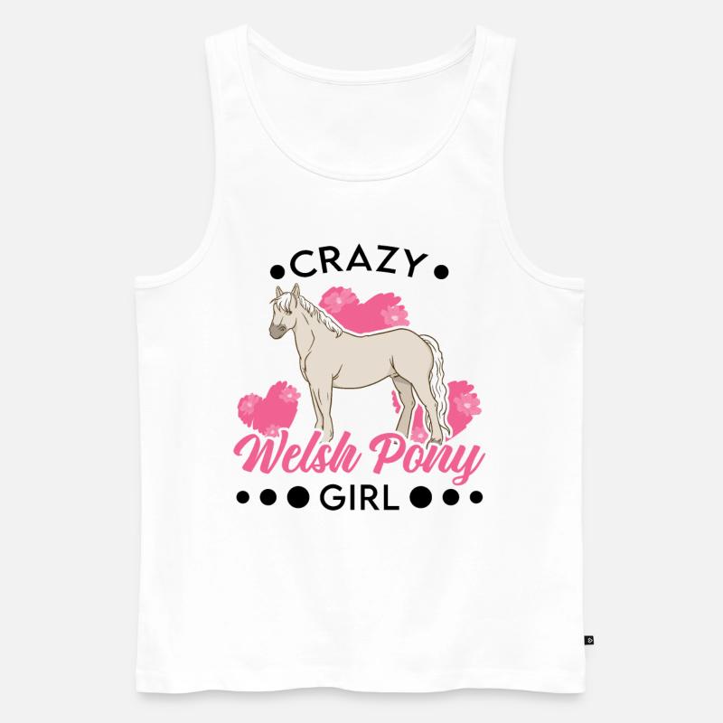 Verrücktes Welsh Pony Mädchen - Männer Premium Bio Tank Top - Weiß