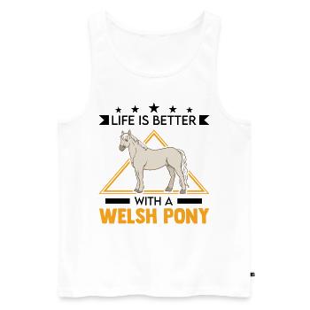 La vie est meilleure avec mon poney gallois - Débardeur bio Premium Homme - blanc - Devant - AI Model Male 178 light (178cm)