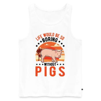 Schweine Geschenk Landwirt Schweinchen - Männer Premium Bio Tank Top - Weiß - Vorne - Michal (187cm)