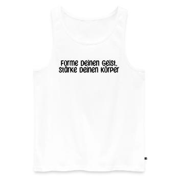 Pilates - Forme deinen Geist, stärke deinen - Männer Premium Bio Tank Top - Weiß - Vorne - Michal (187cm)