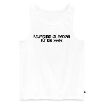 Pilates - Bewegung ist Medizin für die Seele - Männer Premium Bio Tank Top - Weiß - Vorne - Michal (187cm)