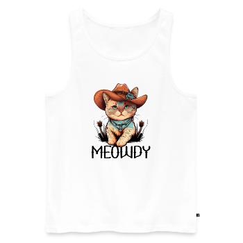 Meowdy Cat Howdy Meme Western Cowboy Kitten - Débardeur bio Premium Homme - blanc - Devant - Michal (187cm)