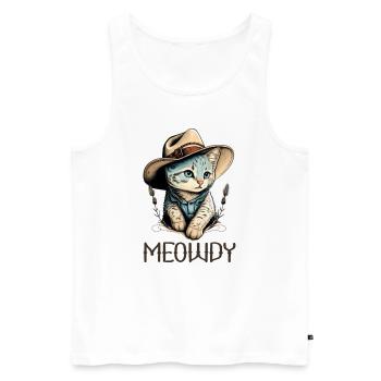 Meowdy Cat Howdy Meme Western Cowboy Kitten - Débardeur bio Premium Homme - blanc - Devant - Michal (187cm)