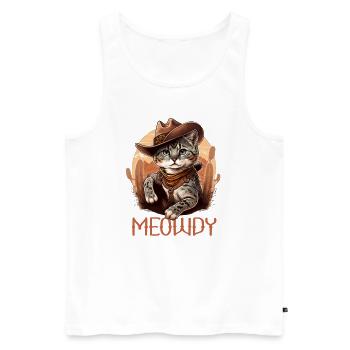 Meowdy Cat Howdy Meme Western Cowboy Kitten - Débardeur bio Premium Homme - blanc - Devant - Michal (187cm)