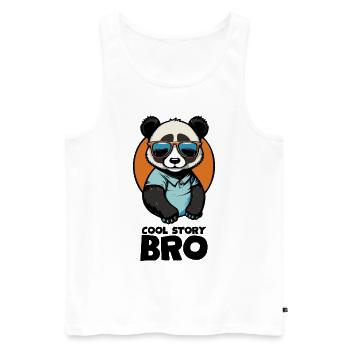 Cool panda "Cool Story Bro" with sunglasses - Men's Premium Organic Tank Top - white - Front - AI Model Male 178 light (178cm)