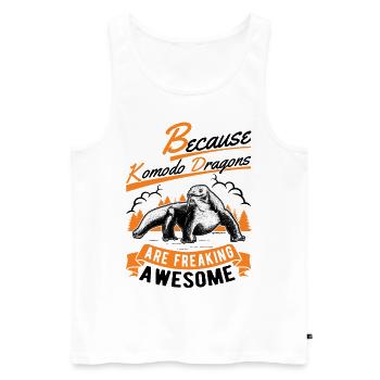 Parce que les dragons de Komodo sont géniaux - Débardeur bio Premium Homme - blanc - Devant - AI Model Male 178 light (178cm)