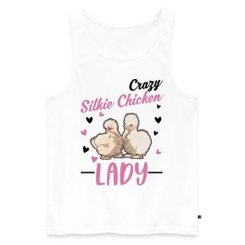 Crazy Silk Chicken Woman - Men's Premium Organic Tank Top - white - Front - Michal (187cm)