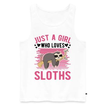 Juste une fille qui aime Sloth Sloth Sloth Girl - Débardeur bio Premium Homme - blanc - Devant - Michal (187cm)