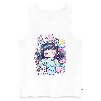 Pyjamas d’anime au design pastel pour les amoureux du Japon - Débardeur bio Premium Homme - blanc - Devant - Michal (187cm)