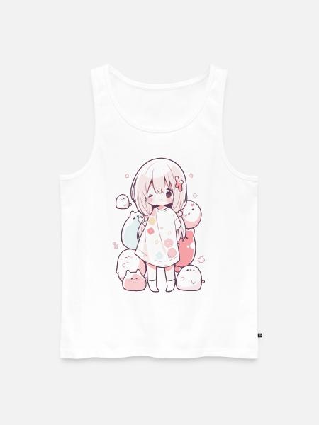Anime pyjamas Kawaii motiv pyjamas til Otakus - Herre Premium økologisk tanktop - hvid
