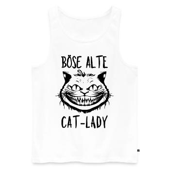 Böse alte Cat-Lady - Grinsekatze Lustiger Spruch - Männer Premium Bio Tank Top - Weiß - Vorne - AI Model Male 178 light (178cm)
