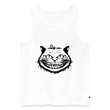 Verrückte Grinsekatze - Crazy Cheshire Cat Face - Men's Premium Organic Tank Top - white - Front - AI Model Male 178 light (178cm)