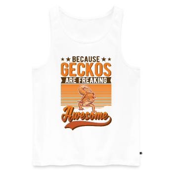 Because Geckos are freaking awesome - Männer Premium Bio Tank Top - Weiß - Vorne - Michal (187cm)