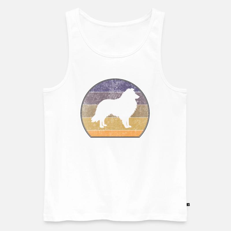 Retro Collie Sheepdog Sunset - Débardeur bio Premium Homme - blanc