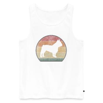 Retro French Bulldog Französische Bulldogge - Men's Premium Organic Tank Top - white - Front - Michal (187cm)
