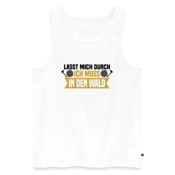 Lasst mich durch, ich muss in den Wald - Männer Premium Bio Tank Top - Weiß - Vorne - Michal (187cm)