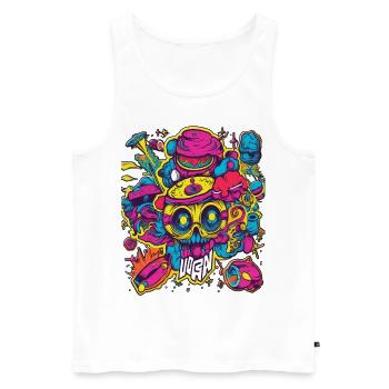 Sick Crazy Colorful Party Design - Débardeur bio Premium Homme - blanc - Devant - Michal (187cm)