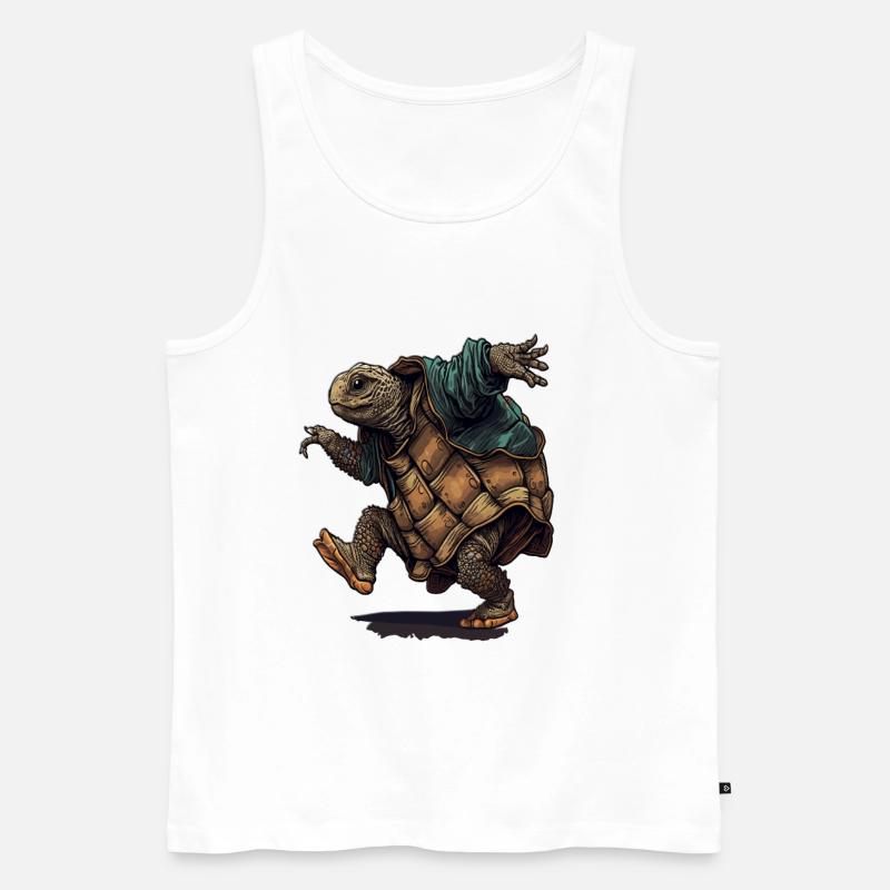 Turtle Ninja Dance funny Design - Männer Premium Bio Tank Top - Weiß
