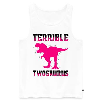Terrifiant Twosaurus - Débardeur bio Premium Homme - blanc - Devant - Michal (187cm)