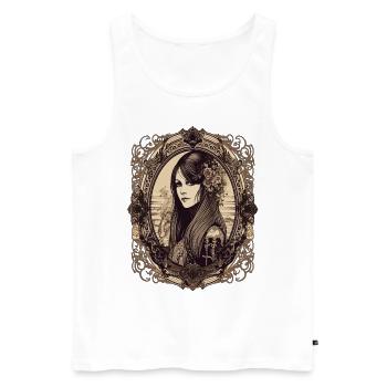 Gothic Girl Wednesday Darkness Style - Männer Premium Bio Tank Top - Weiß - Vorne - AI Model Male 178 light (178cm)