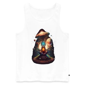 Alien Buddha Spirit Galaxy Yoga Meditation - Men's Premium Organic Tank Top - white - Front - Michal (187cm)