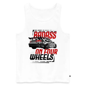 Badass sur quatre roues pour un passionné de voiture - Débardeur bio Premium Homme - blanc - Devant - AI Model Male 178 light (178cm)