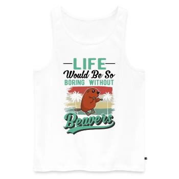 Beaver Gift Beaver Dam - Men's Premium Organic Tank Top - white - Front - Michal (187cm)