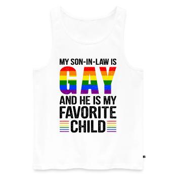 Mon gendre est gay et je l’aime - Débardeur bio Premium Homme - blanc - Devant - Michal (187cm)