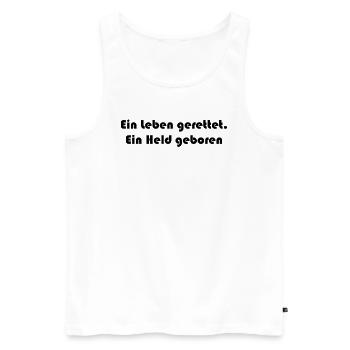 Feuerwehr - Ein Leben gerettet. Ein Held geboren - Männer Premium Bio Tank Top - Weiß - Vorne - Michal (187cm)
