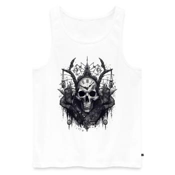 Gothic Witchcraft Ritual Dark Skull Clock Horror - Men's Premium Organic Tank Top - white - Front - Michal (187cm)