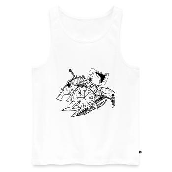 Wikinger Symbol mit Runen Rabe Wolf Schwert Axt - Männer Premium Bio Tank Top - Weiß - Vorne - Michal (187cm)