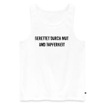 Feuerwehr - Gerettet durch Mut und Tapferkeit - Männer Premium Bio Tank Top - Weiß - Vorne - AI Model Male 178 light (178cm)