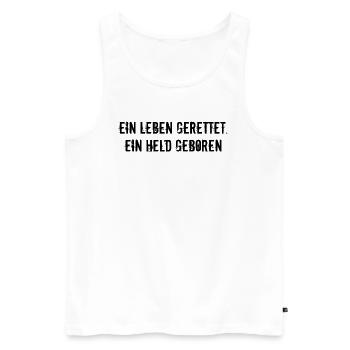 Feuerwehr - Ein Leben gerettet. Ein Held geboren - Männer Premium Bio Tank Top - Weiß - Vorne - Michal (187cm)