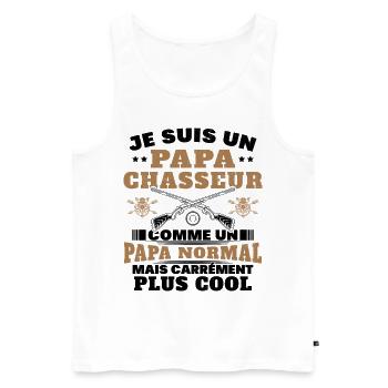Un papa chasseur c'est comme un papa normal - Débardeur bio Premium Homme - blanc - Devant - Michal (187cm)