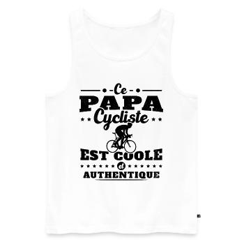 Ce papa cycliste est coole et authentique - Débardeur bio Premium Homme - blanc - Devant - AI Model Male 178 light (178cm)