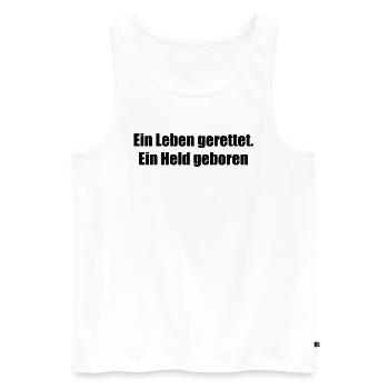 Feuerwehr - Ein Leben gerettet. Ein Held geboren - Männer Premium Bio Tank Top - Weiß - Vorne - Michal (187cm)