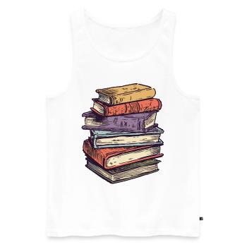 Stack of books for bookworms and bookworms - Men's Premium Organic Tank Top - white - Front - AI Model Male 178 light (178cm)