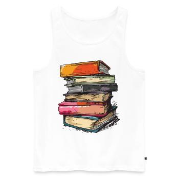 Stack of books for bookworms and bookworms - Men's Premium Organic Tank Top - white - Front - AI Model Male 178 light (178cm)
