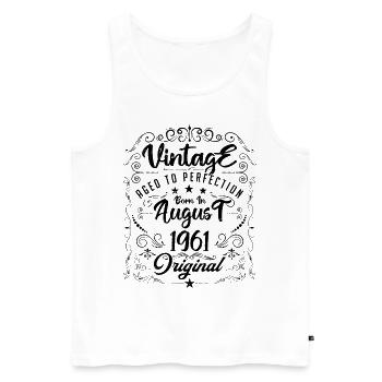 Jahrgang, geboren im August 1961. Geburtstag August 1961 - Männer Premium Bio Tank Top - Weiß - Vorne - Michal (187cm)