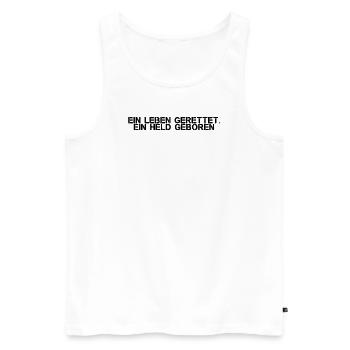 Feuerwehr - Ein Leben gerettet. Ein Held geboren - Männer Premium Bio Tank Top - Weiß - Vorne - Michal (187cm)