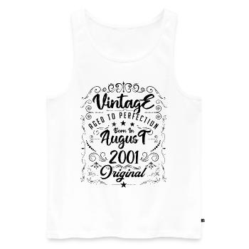 Vintage born in August 2001. Anniversary August 2001 - Men's Premium Organic Tank Top - white - Front - Michal (187cm)