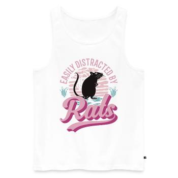 Easily distracted by Rats Ratte Hausratte - Männer Premium Bio Tank Top - Weiß - Vorne - AI Model Male 178 light (178cm)
