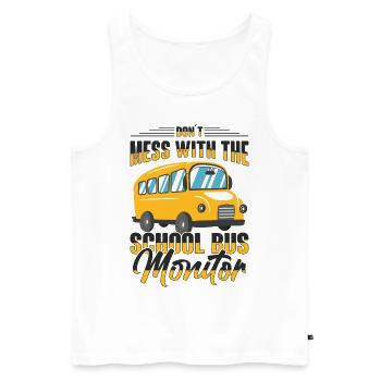Moniteur d’autobus scolaire Transport scolaire des préposés aux autobus - Débardeur bio Premium Homme - blanc - Devant - Michal (187cm)