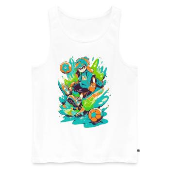 Joueur de football funky dans la conception de jeux d’art de rue - Débardeur bio Premium Homme - blanc - Devant - Michal (187cm)