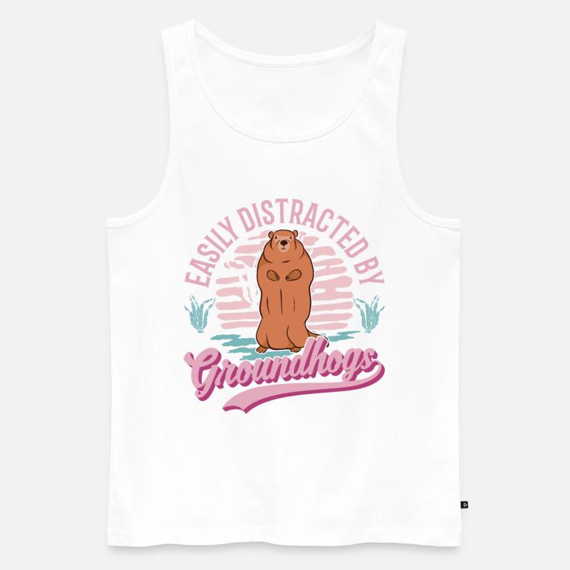 Murmeltier Groundhog Waldmurmeltier - Männer Premium Bio Tank Top - Weiß