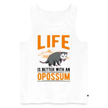 La vie est meilleure avec un opossum - Débardeur bio Premium Homme - blanc - Devant - Michal (187cm)