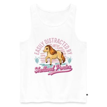 Easily distracted by Shetland Ponies Shetty - Männer Premium Bio Tank Top - Weiß - Vorne - AI Model Male 178 light (178cm)