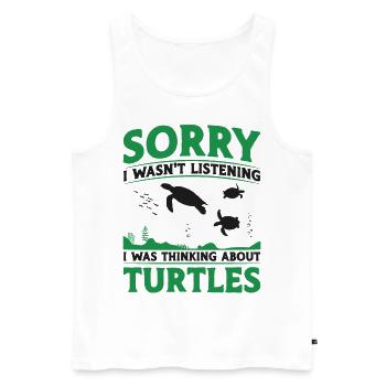 Sea Turtle Tortoise Sorry I Wasn't - Männer Premium Bio Tank Top - Weiß - Vorne - Michal (187cm)