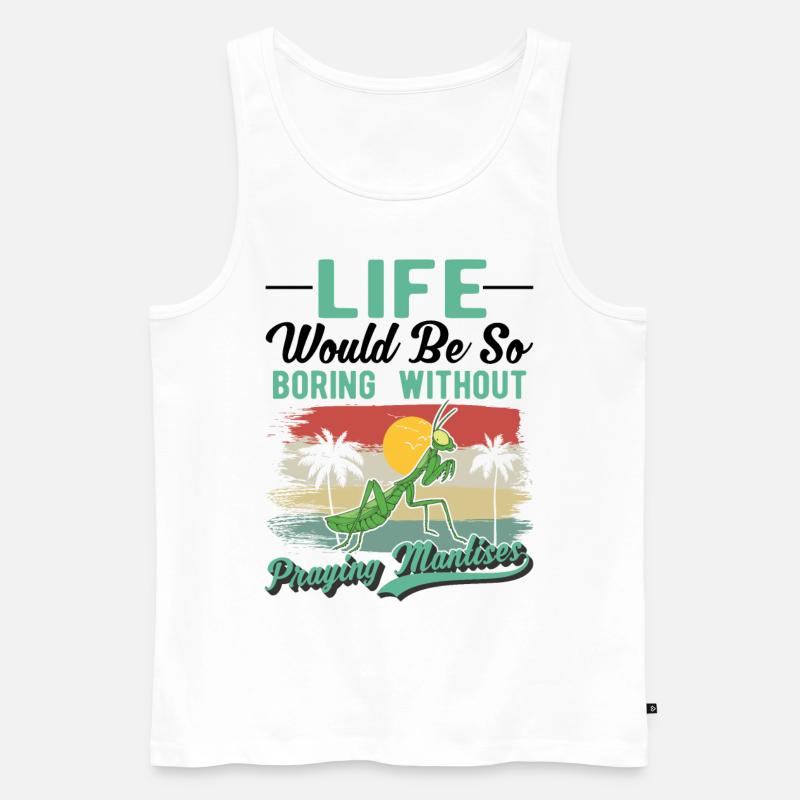 Gottesanbeterin Geschenk Mantis Fangschrecke - Männer Premium Bio Tank Top - Weiß